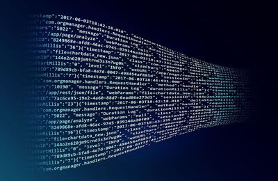 Zeilen von Codes schwebend